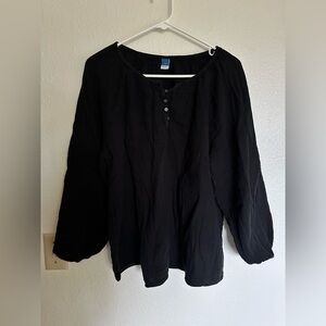Old navy popover blouse top. Black. Large